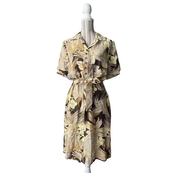 Salvatore Ferragamo Safari Logo Sheered Tan Brown Belted Maxi dress EEUC US14/42 - Picture 2 of 15
